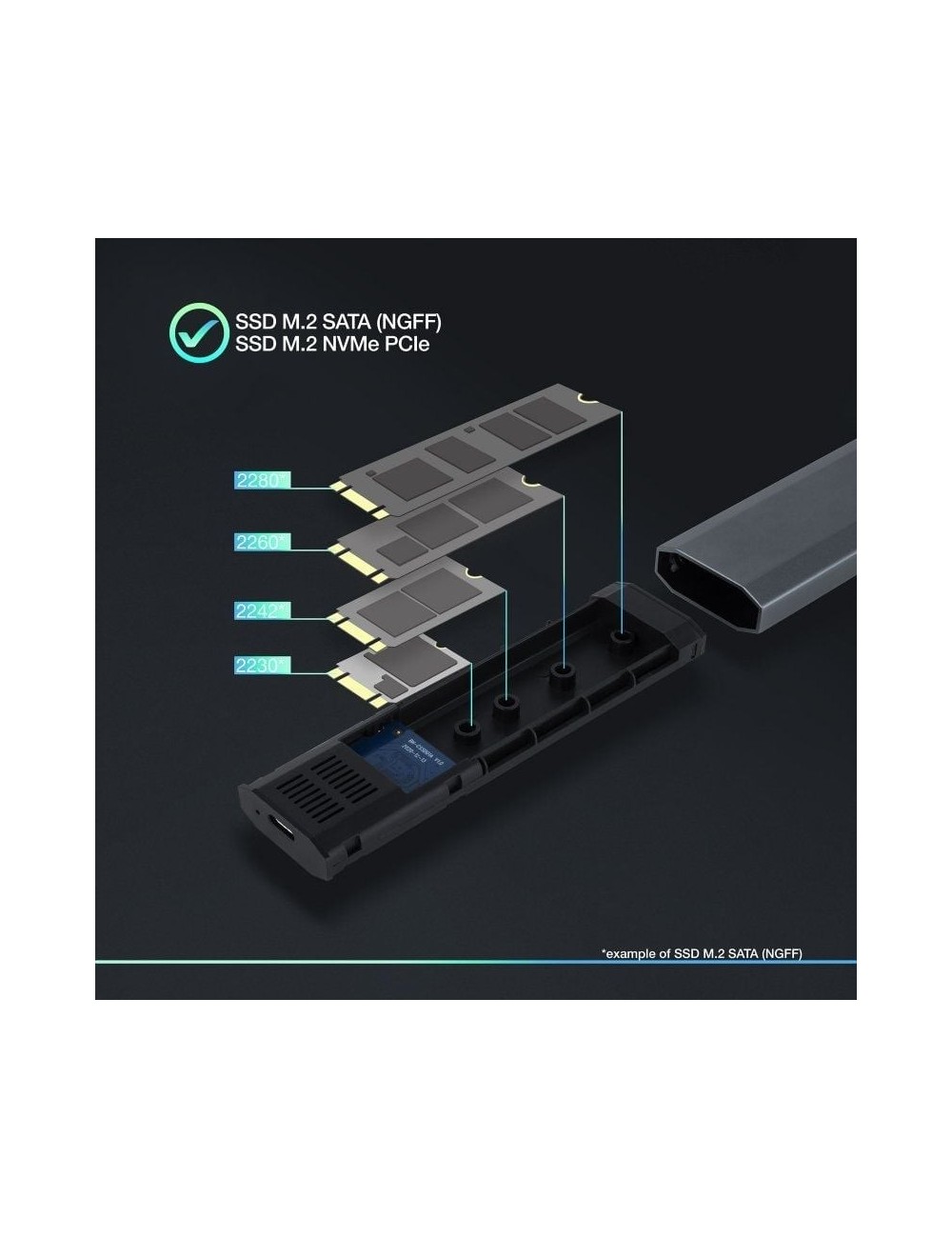 Caja Externa para Disco SSD M.2 NVMe TooQ TQE-2223G/ USB 3.2/ Sin tornillos