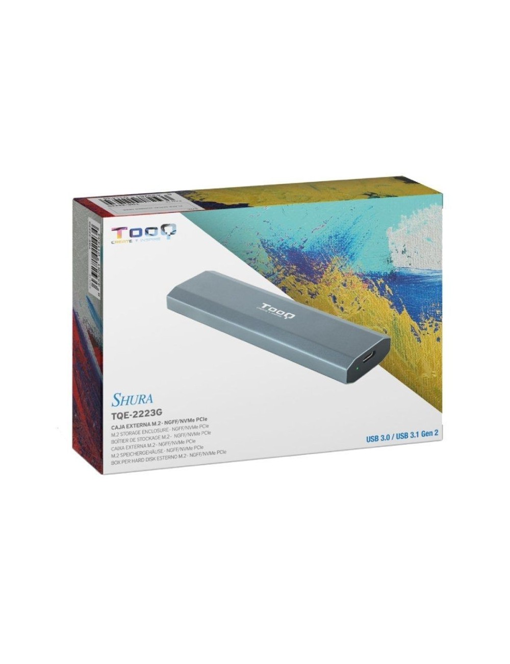 Caja Externa para Disco SSD M.2 NVMe TooQ TQE-2223G/ USB 3.2/ Sin tornillos