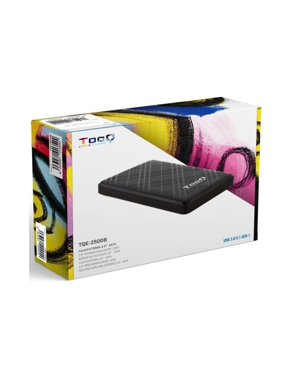 Caja Externa para Disco Duro de 2.5' TooQ TQE-2500B/ USB 3.1/ Sin Tornillos