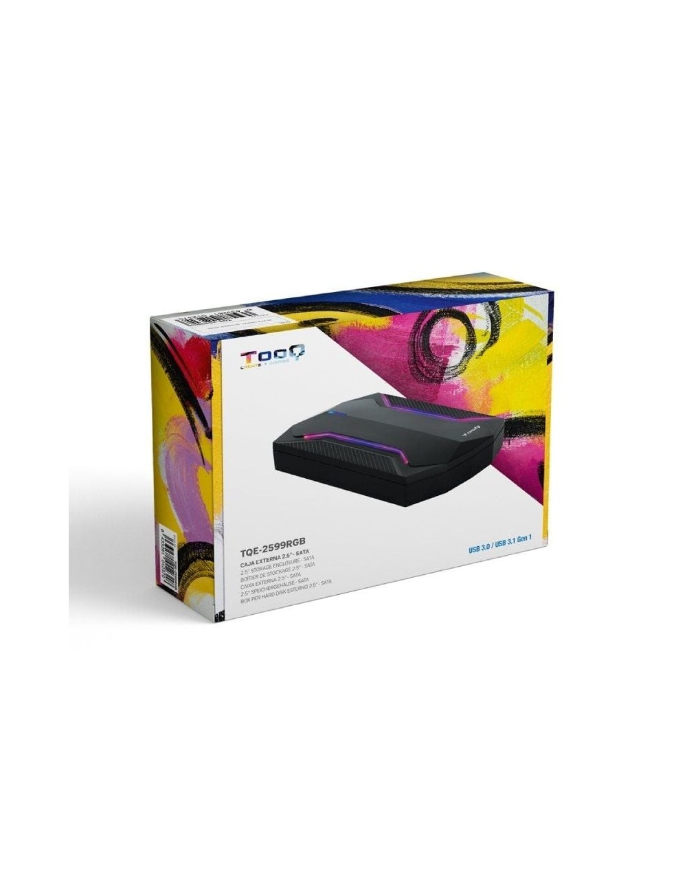 Caja Externa Gaming para Disco Duro de 2.5' TooQ TQE-2599RGB/ USB 3.1/ Sin tornillos