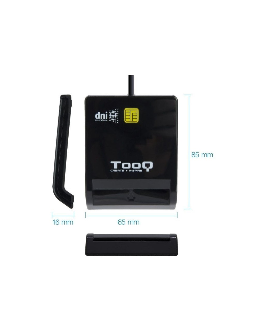 Lector de DNI TooQ TQR-210B/ USB 2.0/ Negro
