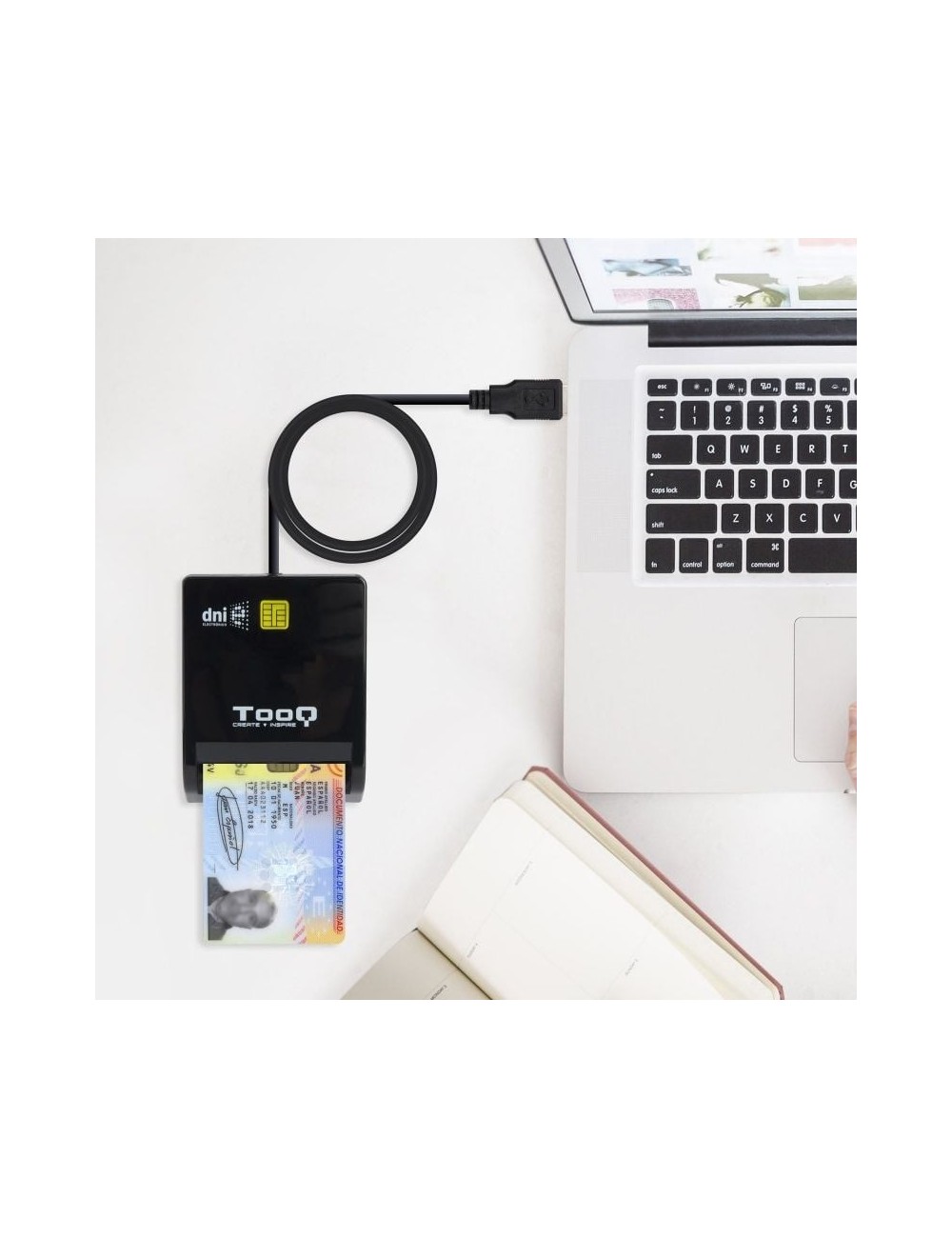Lector de DNI TooQ TQR-210B/ USB 2.0/ Negro
