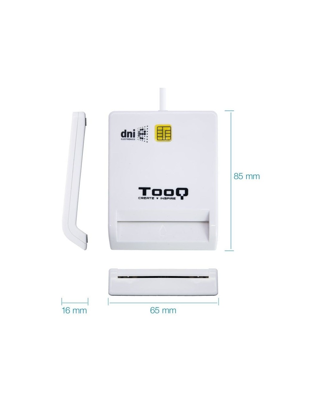 Lector de DNI TooQ TQR-210W/ USB 2.0/ Blanco