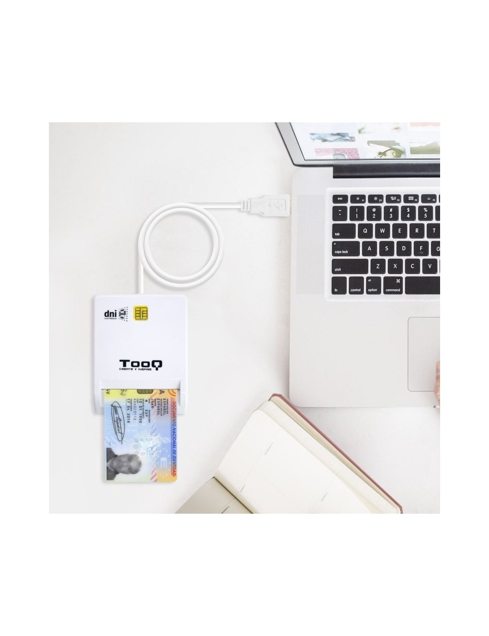 Lector de DNI TooQ TQR-210W/ USB 2.0/ Blanco
