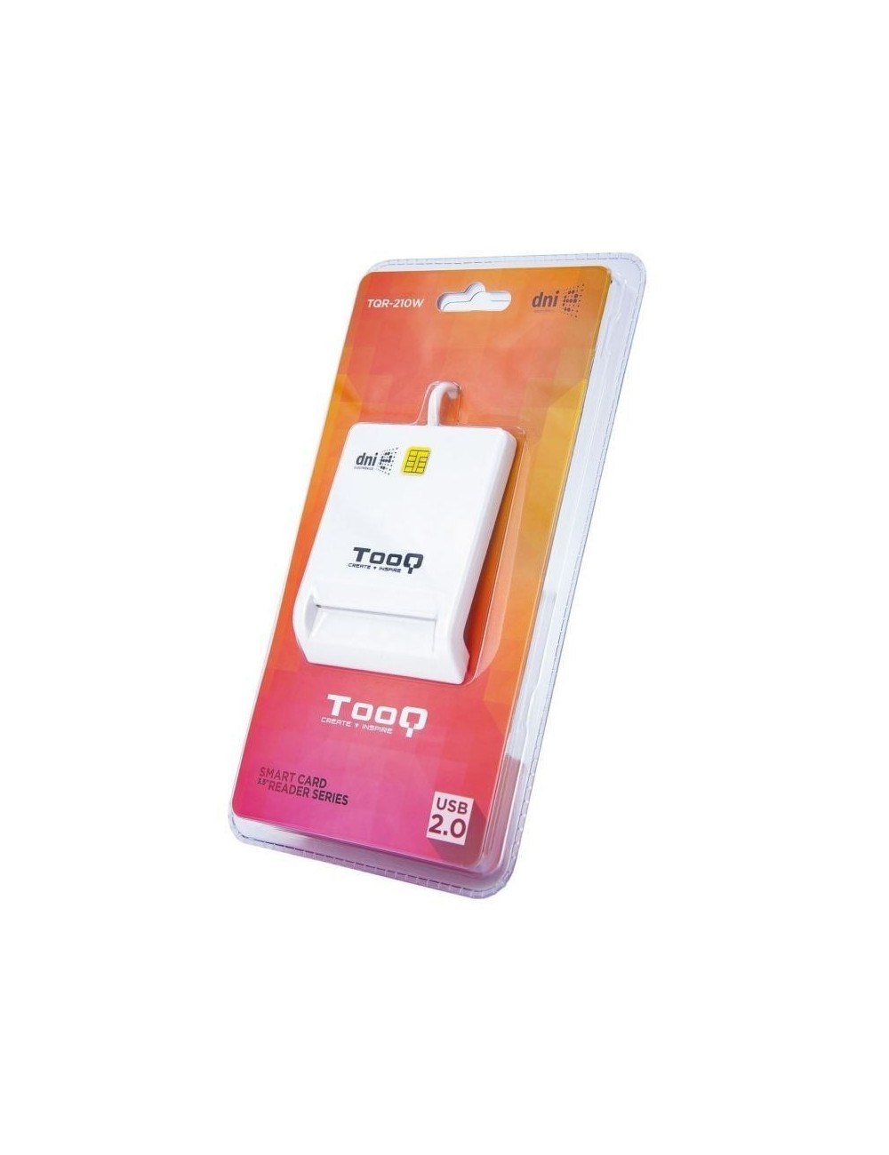 Lector de DNI TooQ TQR-210W/ USB 2.0/ Blanco