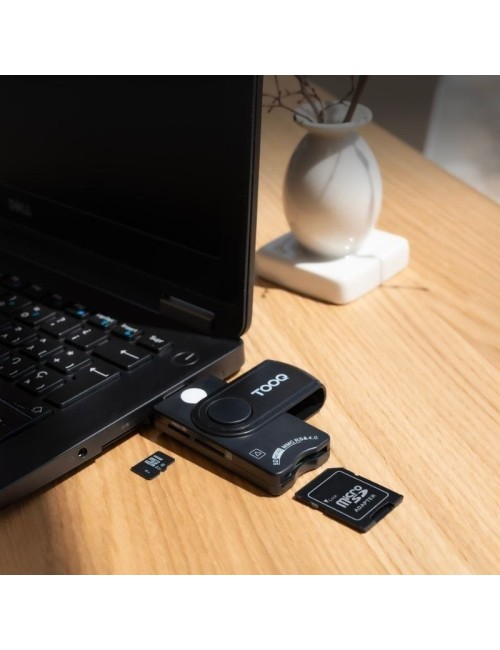 Lector de DNI, Tarjetas Inteligentes, SD y MicroSD TooQ TQR-3012B/ USB 2.0/ Negro
