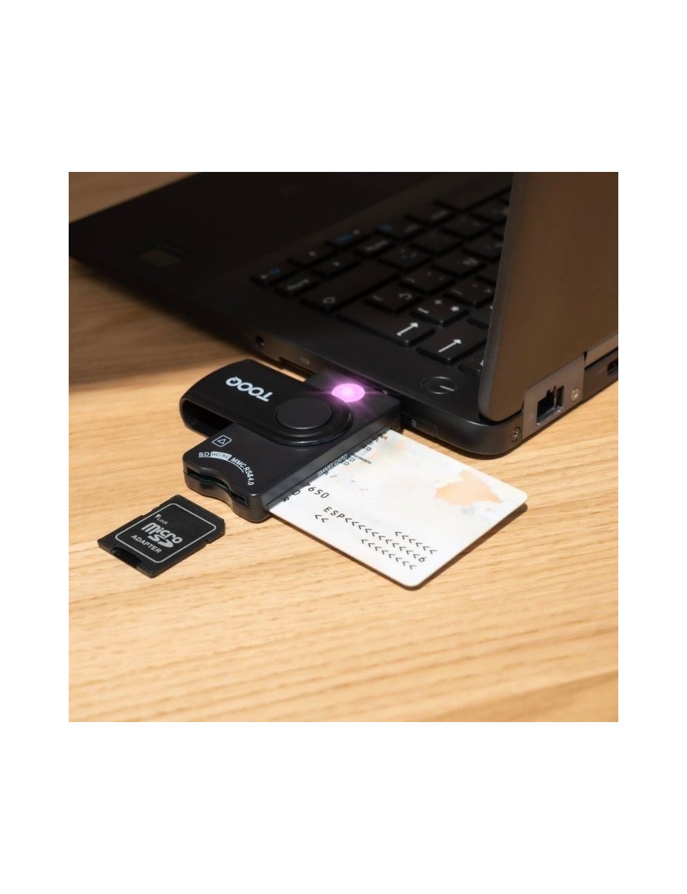Lector de DNI, Tarjetas Inteligentes, SD y MicroSD TooQ TQR-3012B/ USB 2.0/ Negro