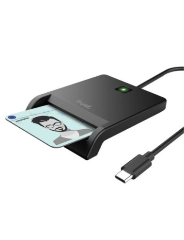 Lector de Tarjetas Inteligentes Trust Primo 26253/ USB Tipo-C/ Negro
