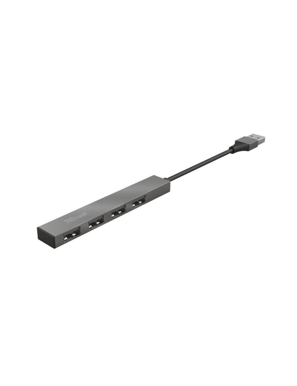 Hub USB 2.0 Trust Halyx/ 4xUSB/ Gris