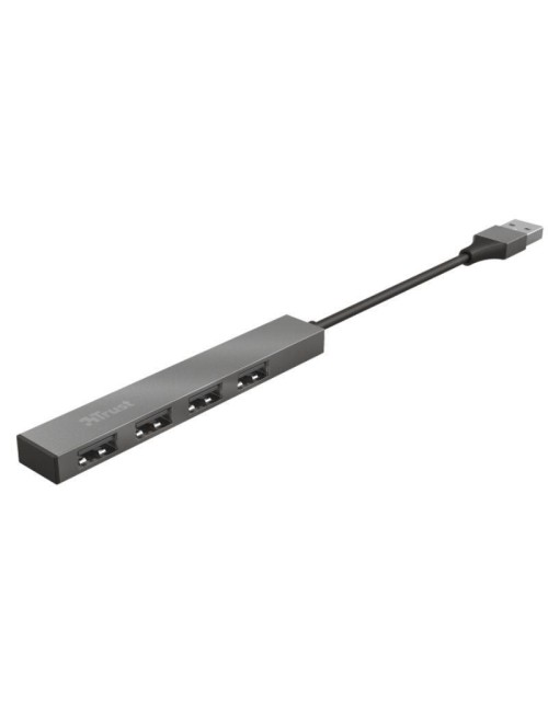 Hub USB 2.0 Trust Halyx/ 4xUSB/ Gris