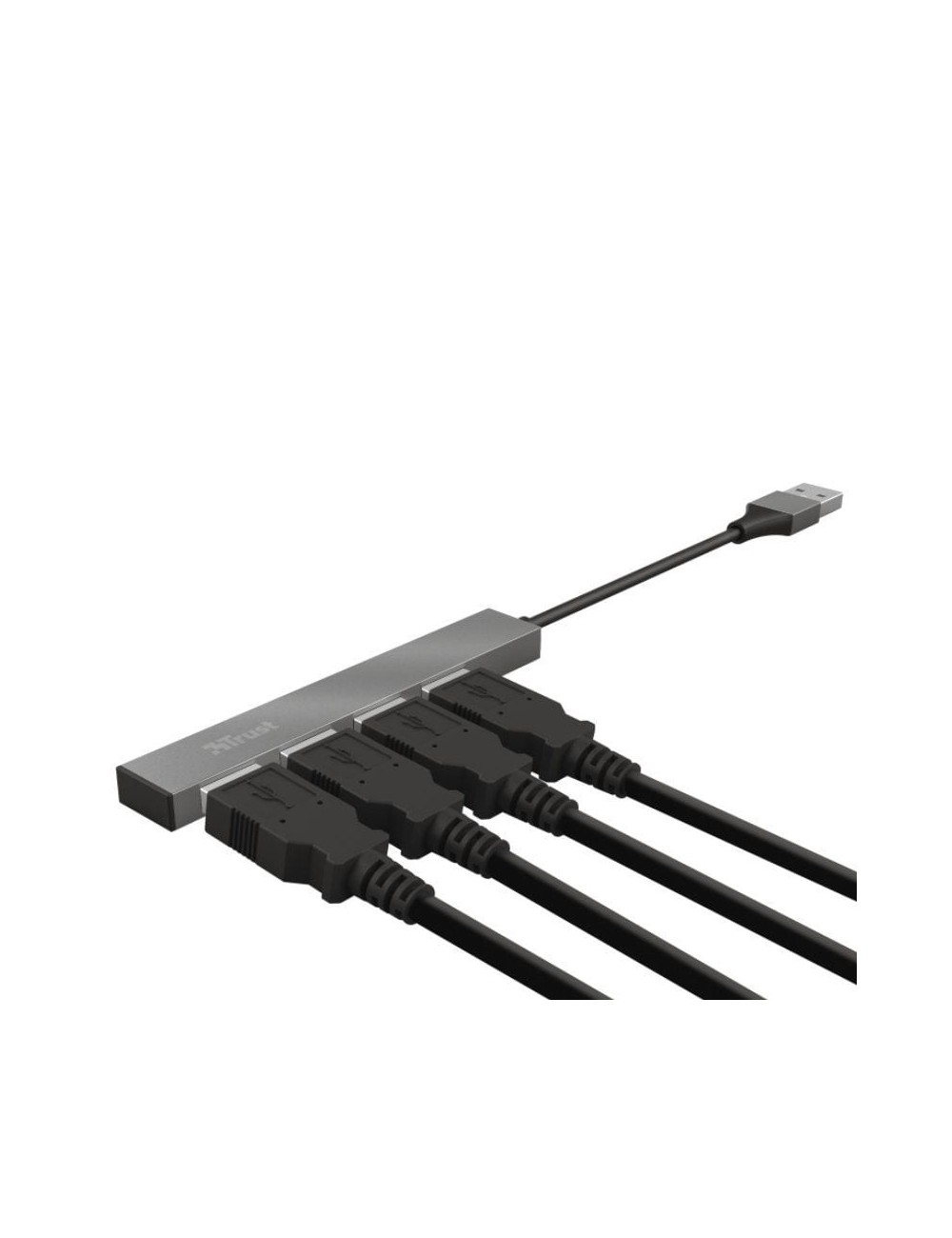 Hub USB 2.0 Trust Halyx/ 4xUSB/ Gris