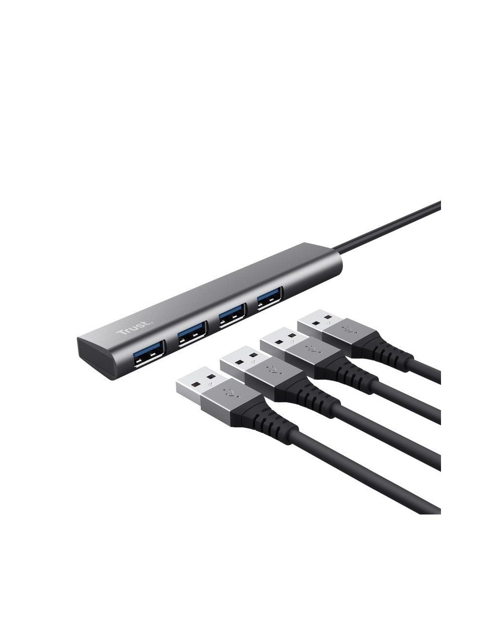 Hub USB Tipo-C Trust Halyx/ 4xUSB/ Gris