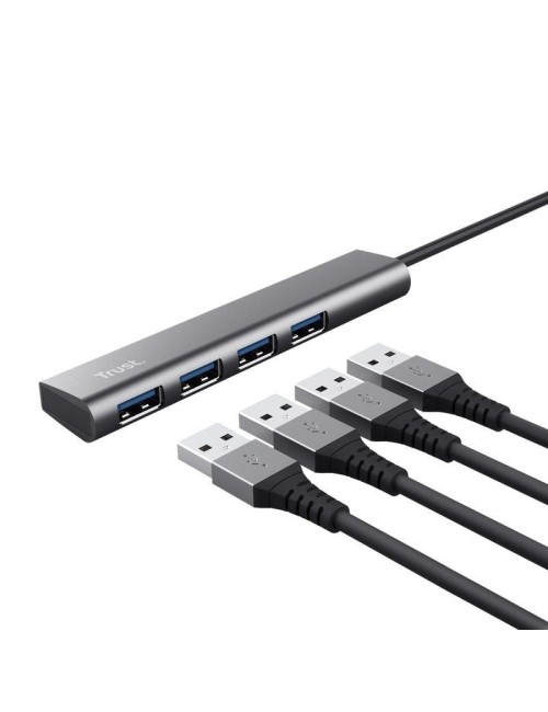 Hub USB Tipo-C Trust Halyx/ 4xUSB/ Gris