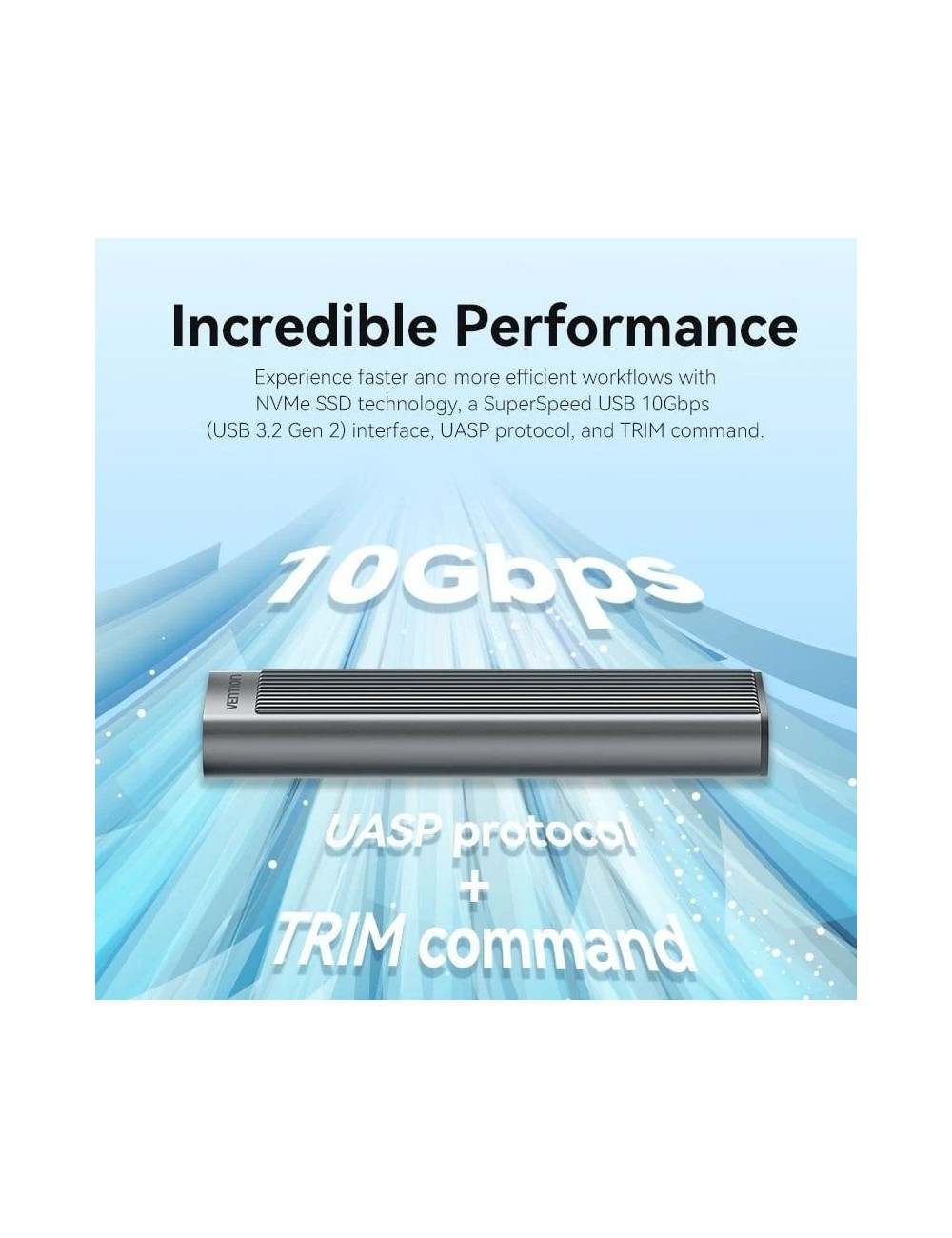 Caja Externa para Disco SSD M.2 NVMe Vention KPKH0/ USB Tipo-C 3.1/ Sin tornillos