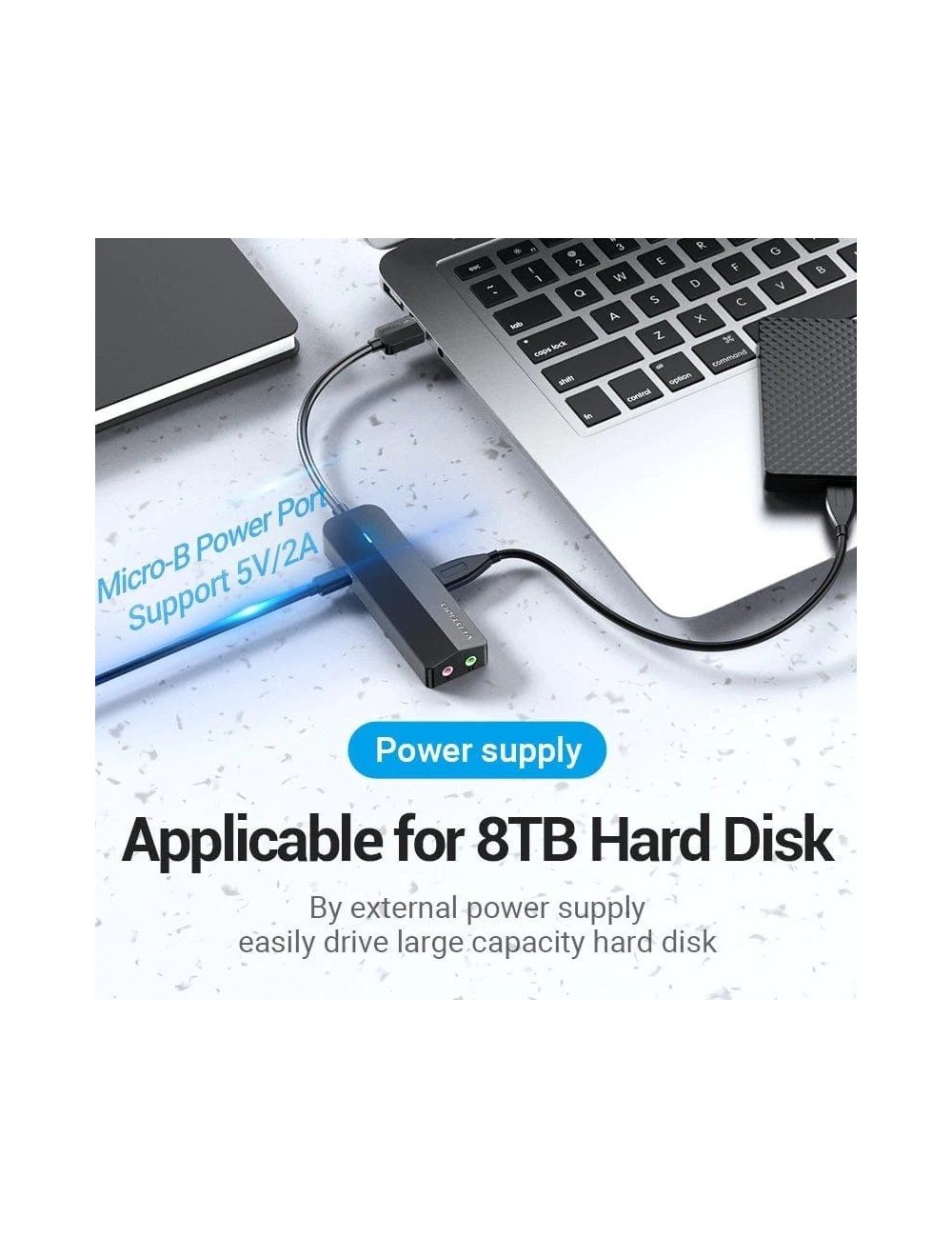 Hub USB 3.0 con Tarjeta de Sonido Vention CHIBB/ 3xUSB/ 1xMicroUSB PD