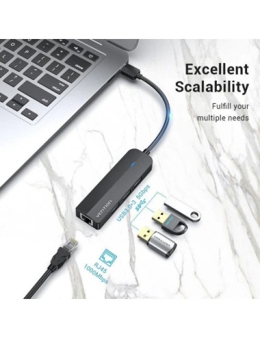 Hub USB 3.0 Vention CHNBB/ RJ45/ 3xUSB/ 1xMicroUSB PD