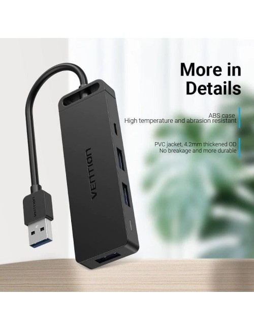 Hub USB 3.0 Vention CHVBB/ 3xUSB/ 1xMicroUSB PD/ 1xLector Tarjetas