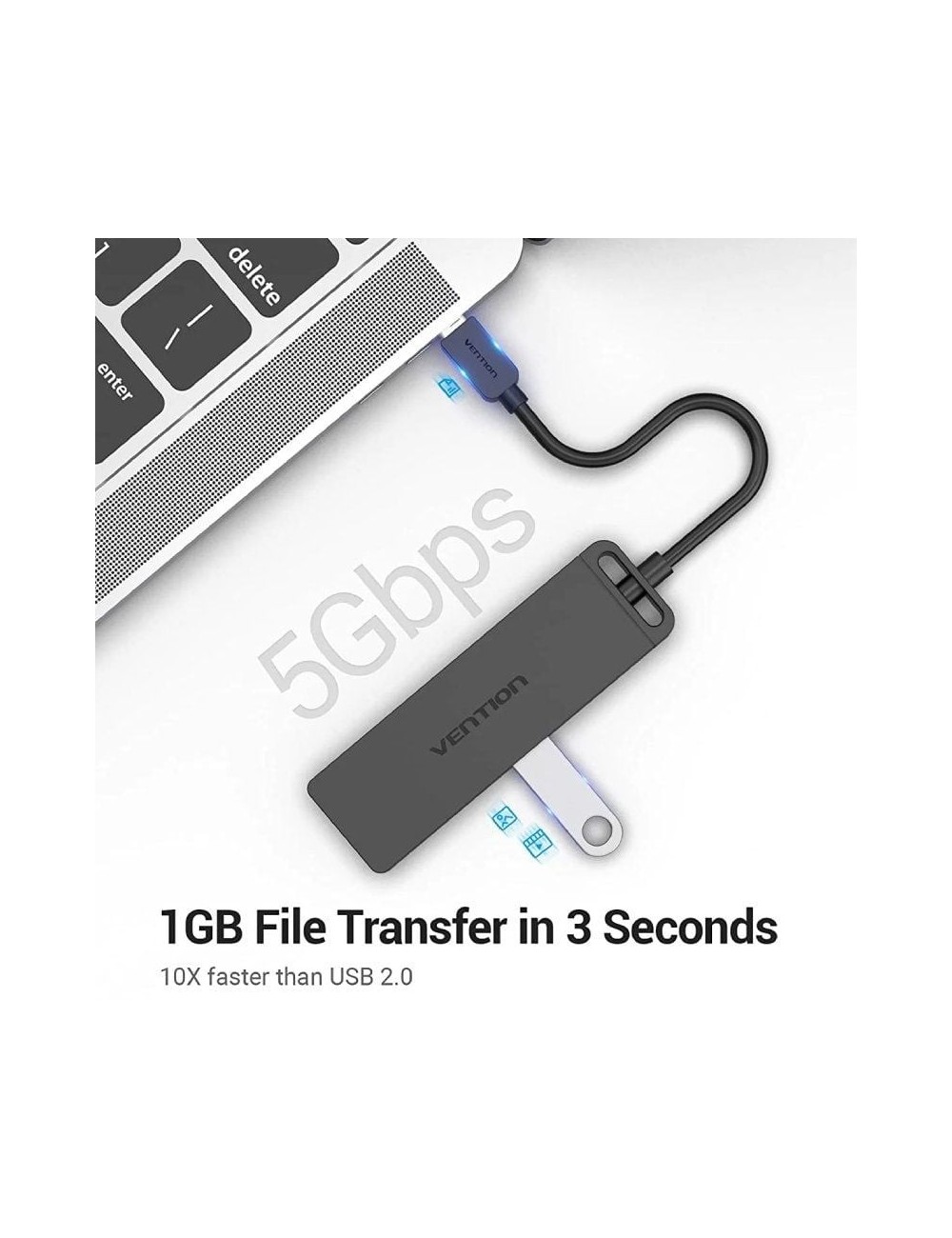Hub USB Tipo-C Vention TGKBB/ 4xUSB/ 1xMicroUSB PD