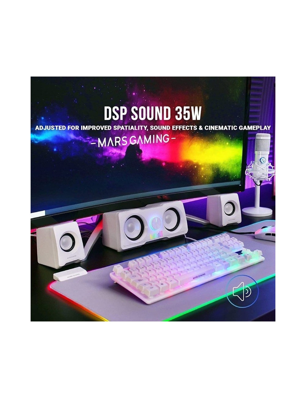 Altavoces Mars Gaming MS22W/ 35W/ 2.2/ Blancos