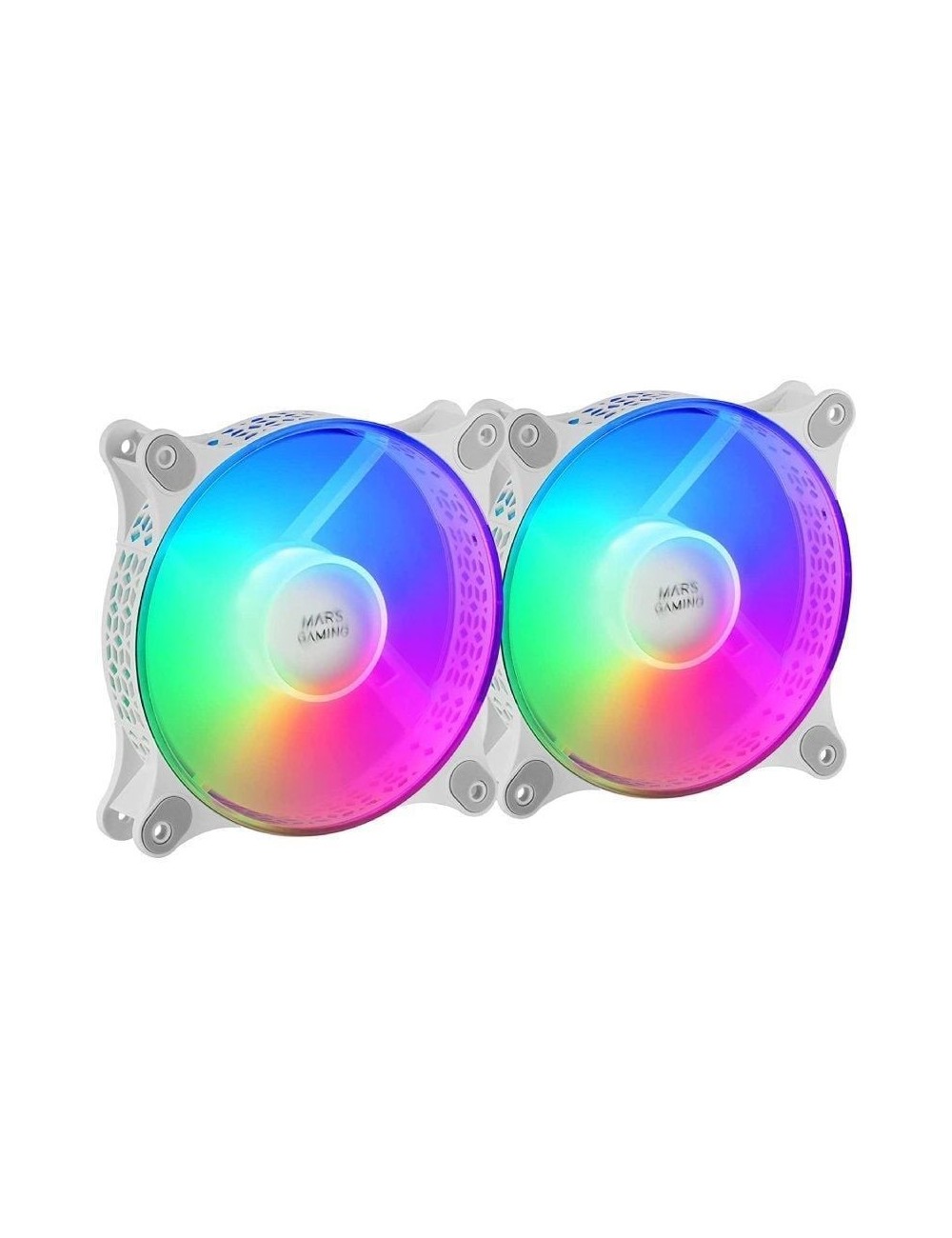Pack 2 Ventiladores Mars Gaming MFDUOW/ 12cm/ FRGB/ Blancos