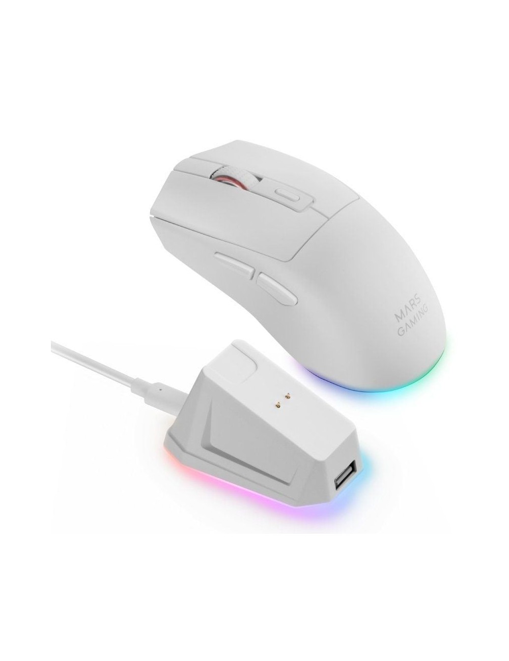 Ratón Gaming Inalámbrico Mars Gaming MM-T3/ Batería recargable/ Hasta 14400 DPI/ Blanco