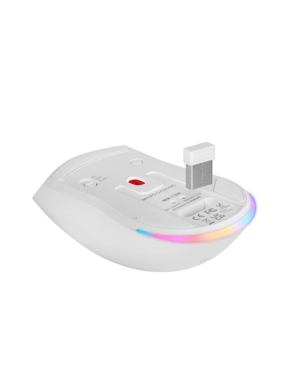 Ratón Gaming Inalámbrico Mars Gaming MM-T3/ Batería recargable/ Hasta 14400 DPI/ Blanco