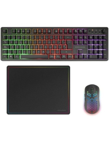Pack Gaming Mars Gaming MCPWX/ Teclado Inalámbrico + Ratón Inalámbrico + Alfombrilla
