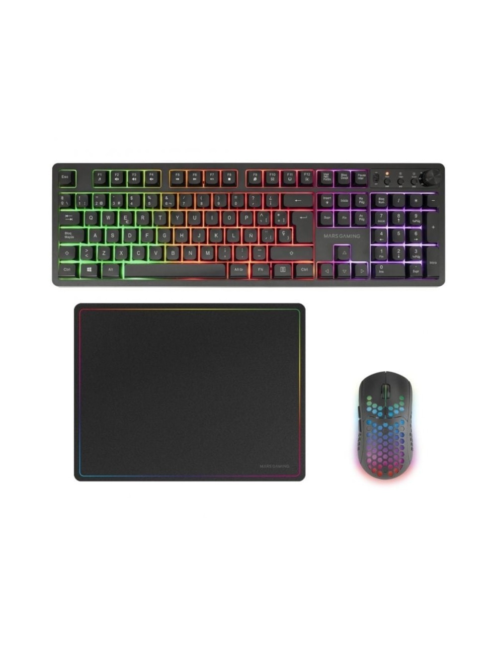 Pack Gaming Mars Gaming MCPWX/ Teclado Inalámbrico + Ratón Inalámbrico + Alfombrilla
