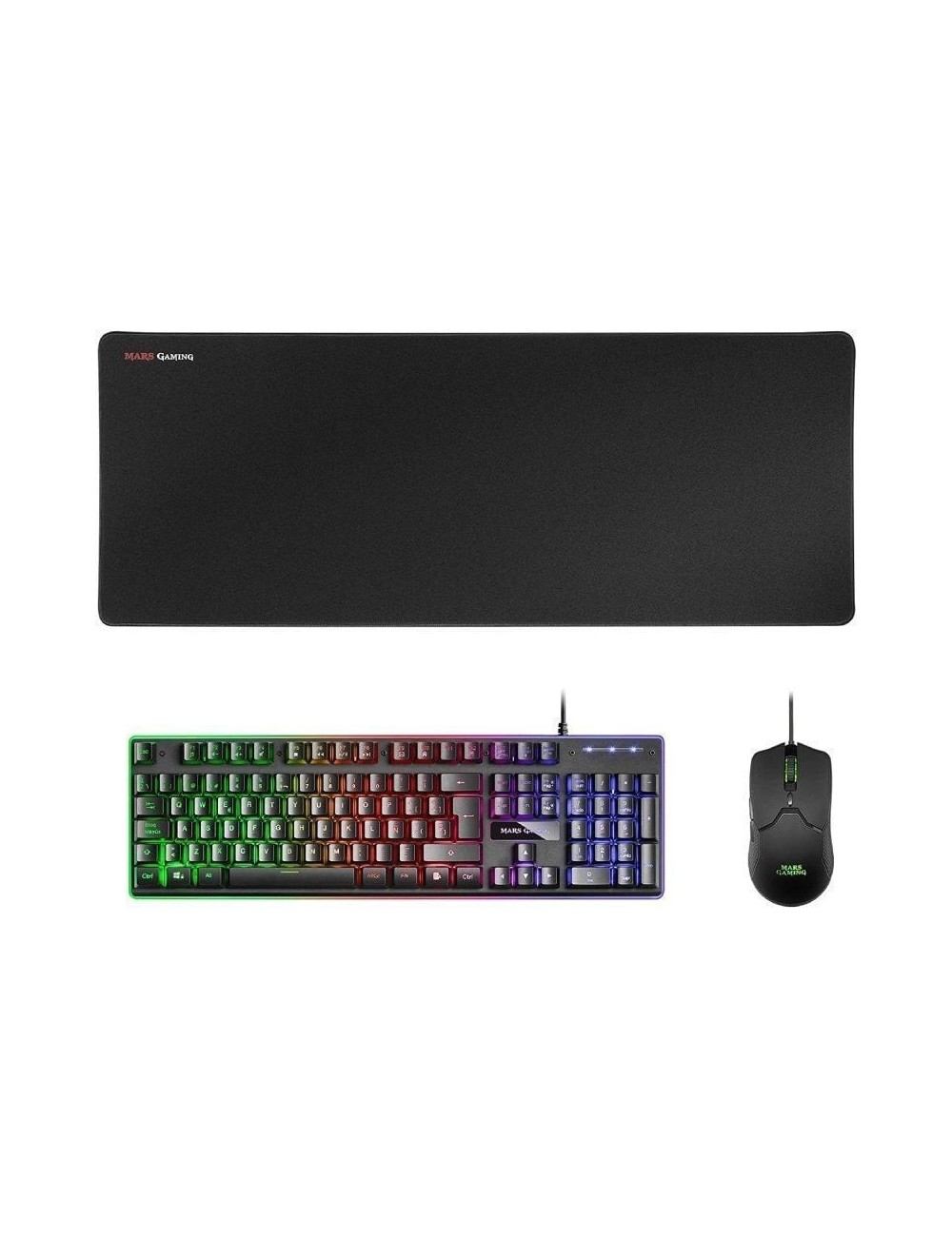 Pack Gaming Mars Gaming MCPX/ Teclado H-MECH  + Ratón Óptico + Alfombrilla/ Negro