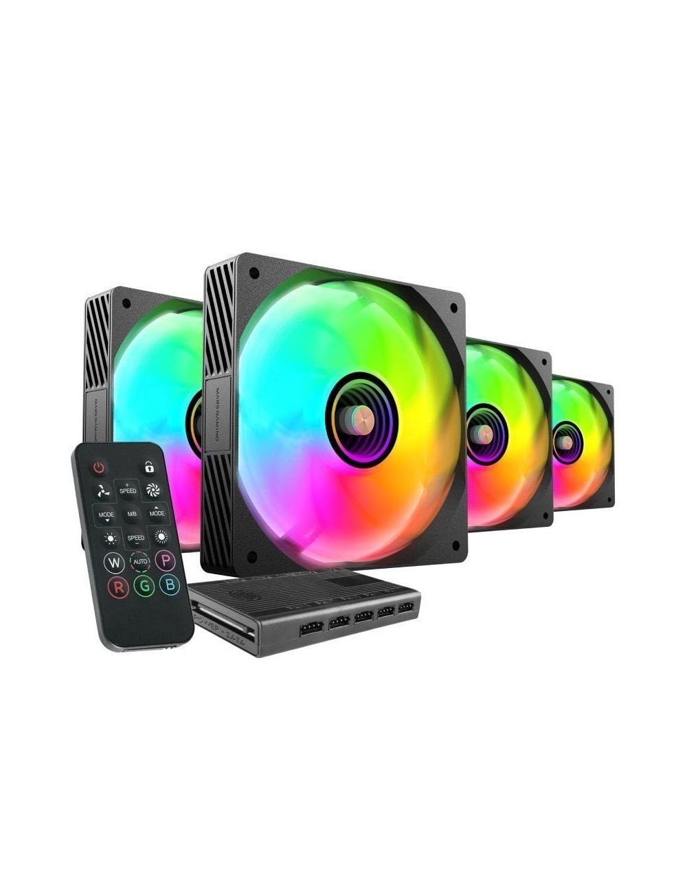 Pack 4 Ventiladores Mars Gaming MF-SI4KIT/ 12cm + HUB + Mando a Distancia/ ARGB