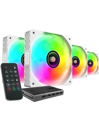 Pack 4 Ventiladores Mars Gaming MF-SI4KIT/ 12cm + HUB + Mando a Distancia/ ARGB/ Blancos