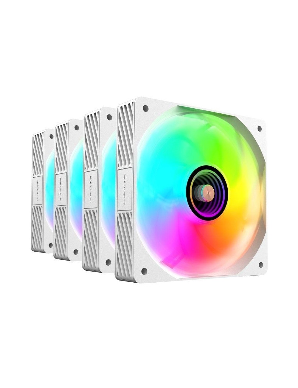 Pack 4 Ventiladores Mars Gaming MF-SI4KIT/ 12cm + HUB + Mando a Distancia/ ARGB/ Blancos