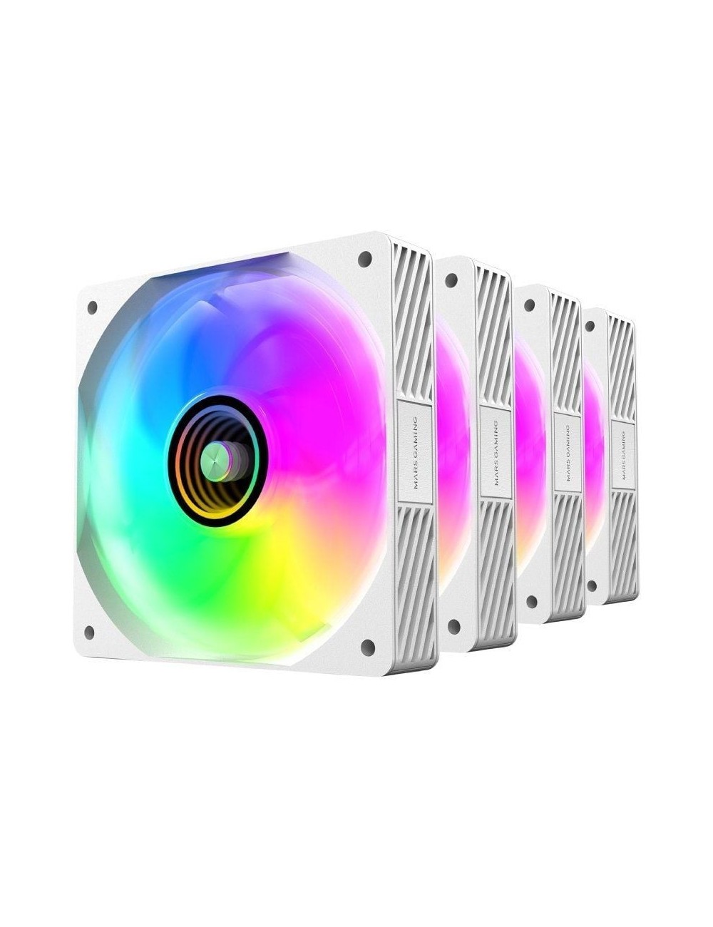 Pack 4 Ventiladores Mars Gaming MF-SI4KIT/ 12cm + HUB + Mando a Distancia/ ARGB/ Blancos