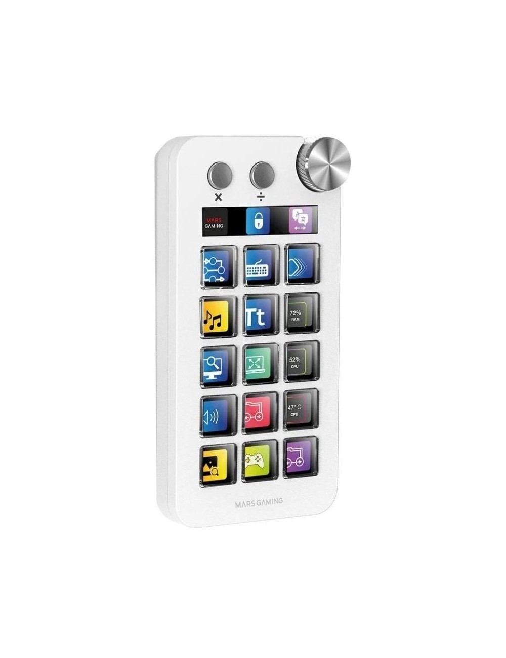 Control Deck Mars Gaming MSD-NEO/ 15 Teclas LCD/ 1 Rueda/ 2 Botones/ Blanco