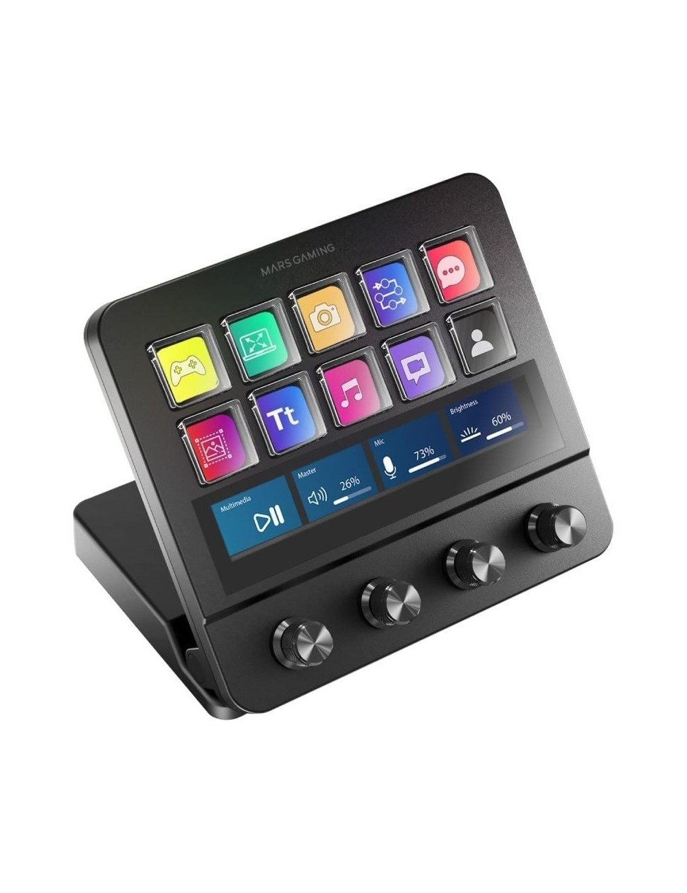 Stream Deck Mars Gaming MSD-PRO/ 10 Teclas LCD + 4 Diales Personalizables/ Negro