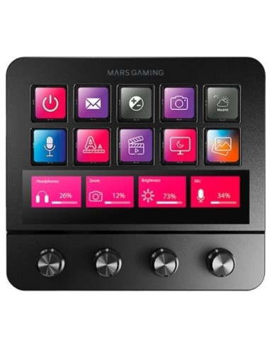 Stream Deck Mars Gaming MSD-PRO/ 10 Teclas LCD + 4 Diales Personalizables/ Negro