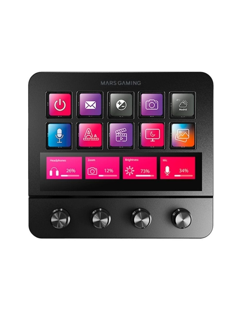 Stream Deck Mars Gaming MSD-PRO/ 10 Teclas LCD + 4 Diales Personalizables/ Negro