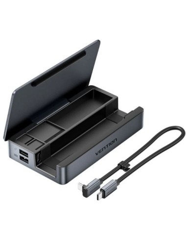 Docking USB Tipo-C para Steam Deck / Switch Vention TPZH0/ 2xHDMI 4K/ 3xUSB/ 1xUSB Tipo-C/ 1xUSB Tipo-C PD/ 1xRJ45/ 1xLector Tar