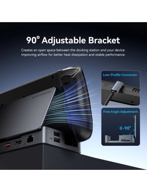 Docking USB Tipo-C para Steam Deck / Switch Vention TPZH0/ 2xHDMI 4K/ 3xUSB/ 1xUSB Tipo-C/ 1xUSB Tipo-C PD/ 1xRJ45/ 1xLector Tar