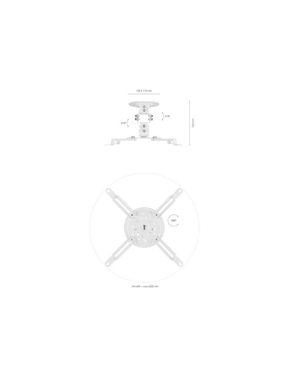 Soporte de Techo/ Pared para Proyector Aisens CP03TSR-129/ Giratorio/ Inclinable/ hasta 13.5kg