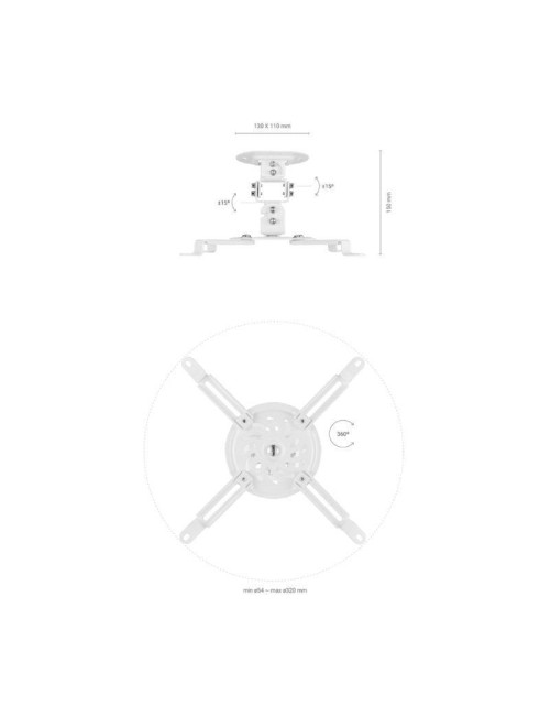 Soporte de Techo/ Pared para Proyector Aisens CP03TSR-129/ Giratorio/ Inclinable/ hasta 13.5kg