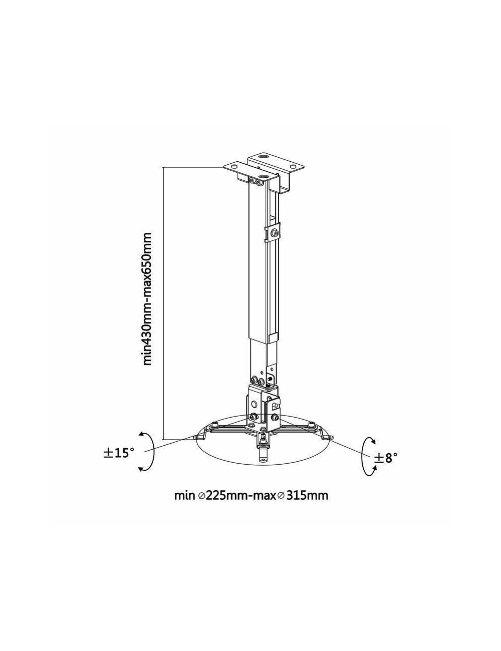 Soporte de Techo/ Pared para Proyector Aisens CWP01TSE-047/ Inclinable/ Extensible/ hasta 20kg