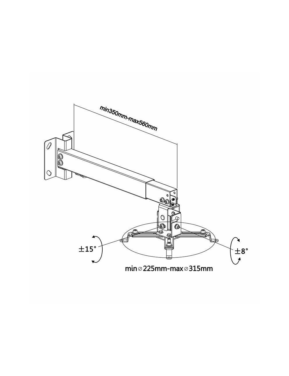 Soporte de Techo/ Pared para Proyector Aisens CWP01TSE-049/ Inclinable/ Extensible/ hasta 20kg