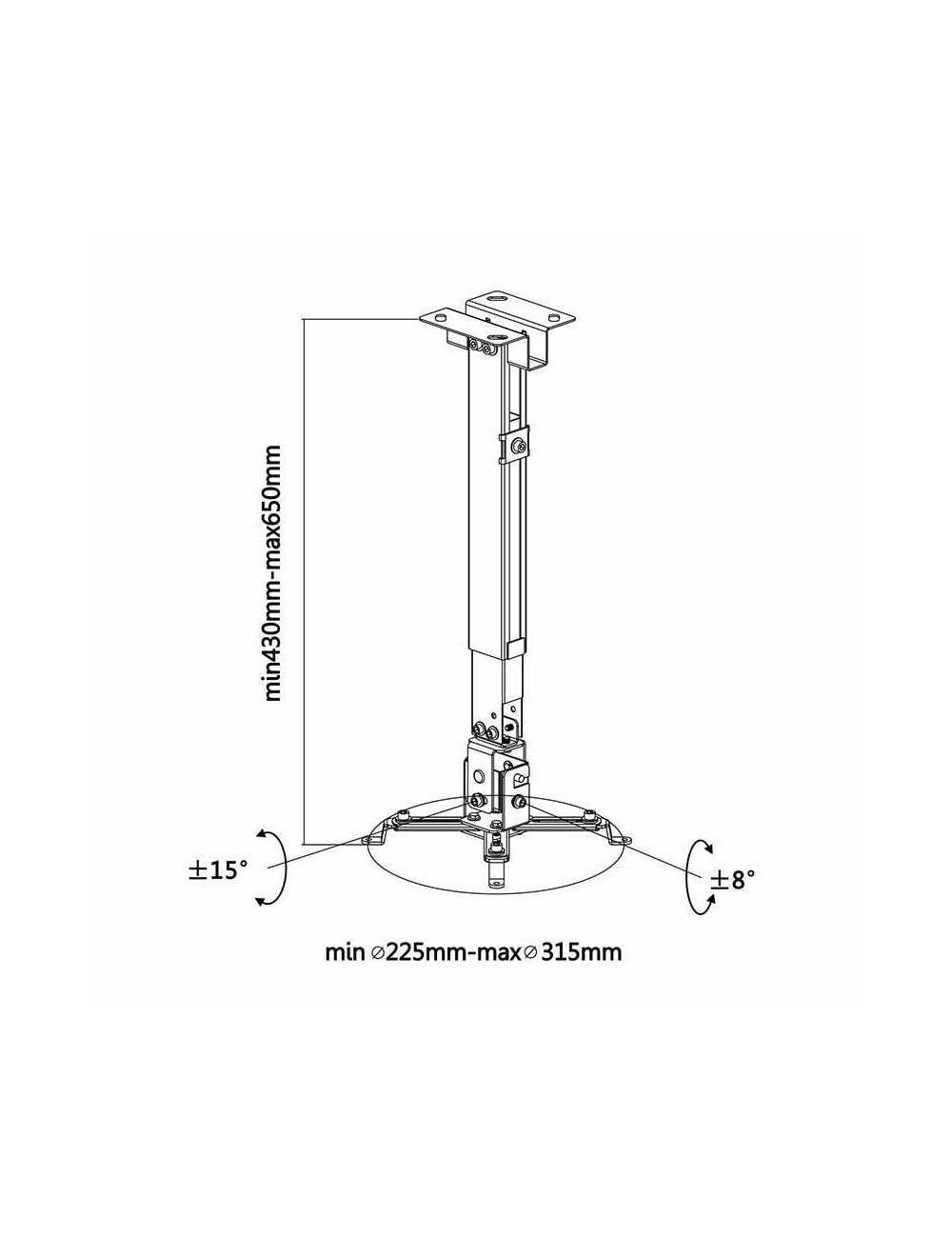 Soporte de Techo/ Pared para Proyector Aisens CWP01TSE-049/ Inclinable/ Extensible/ hasta 20kg