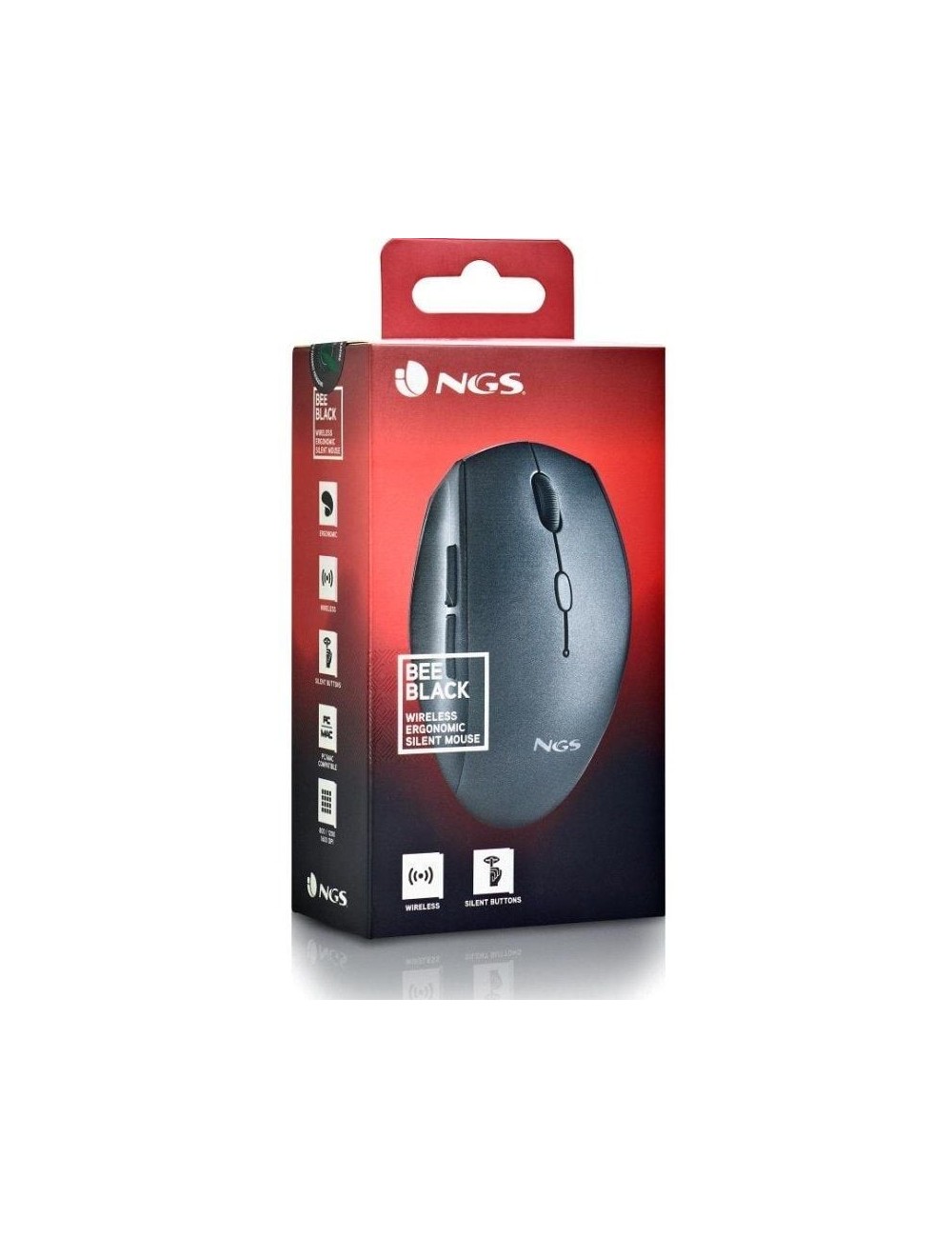 Ratón Inalámbrico NGS Bee Black/ Hasta 1600 DPI
