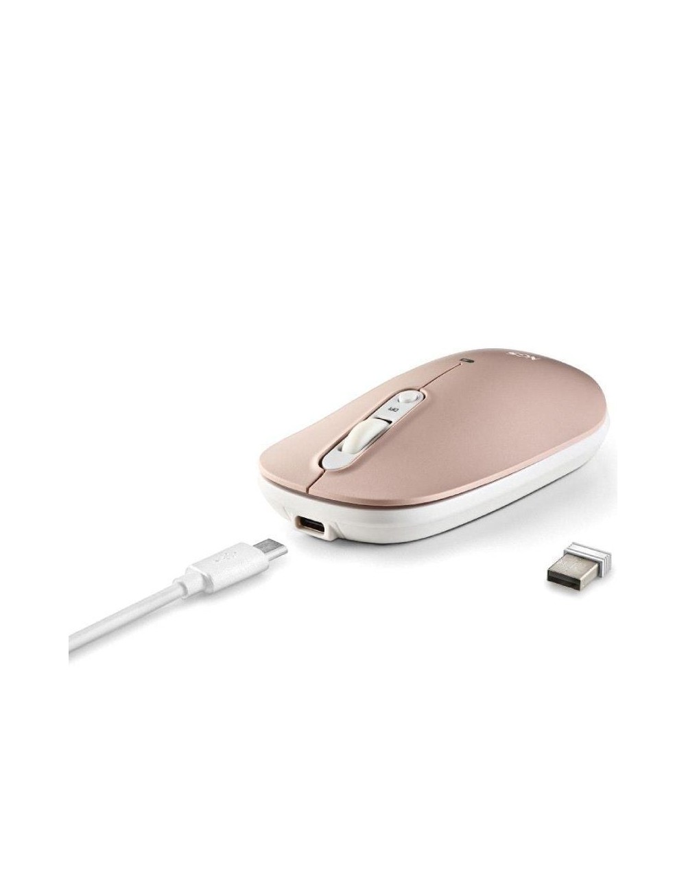 Ratón Inalámbrico NGS Shell-RB/ Batería recargable/ Hasta 1600 DPI/ Azul/ Blanco/ Rosa