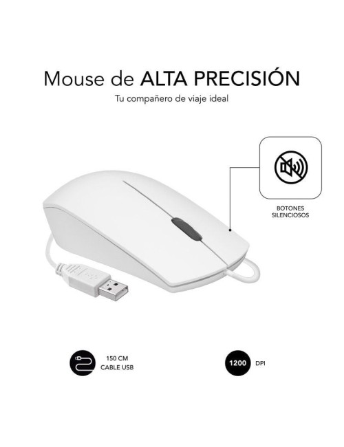 Ratón Subblim Business Silencioso/ Hasta 1200 DPI/ Blanco