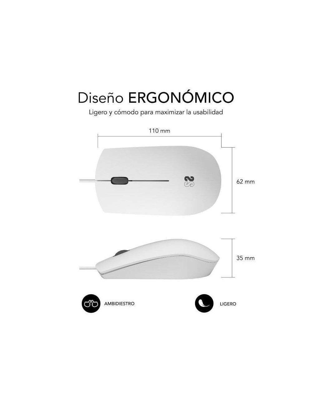 Ratón Subblim Business Silencioso/ Hasta 1200 DPI/ Blanco