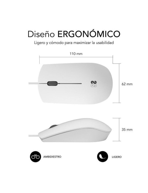 Ratón Subblim Business Silencioso/ Hasta 1200 DPI/ Blanco
