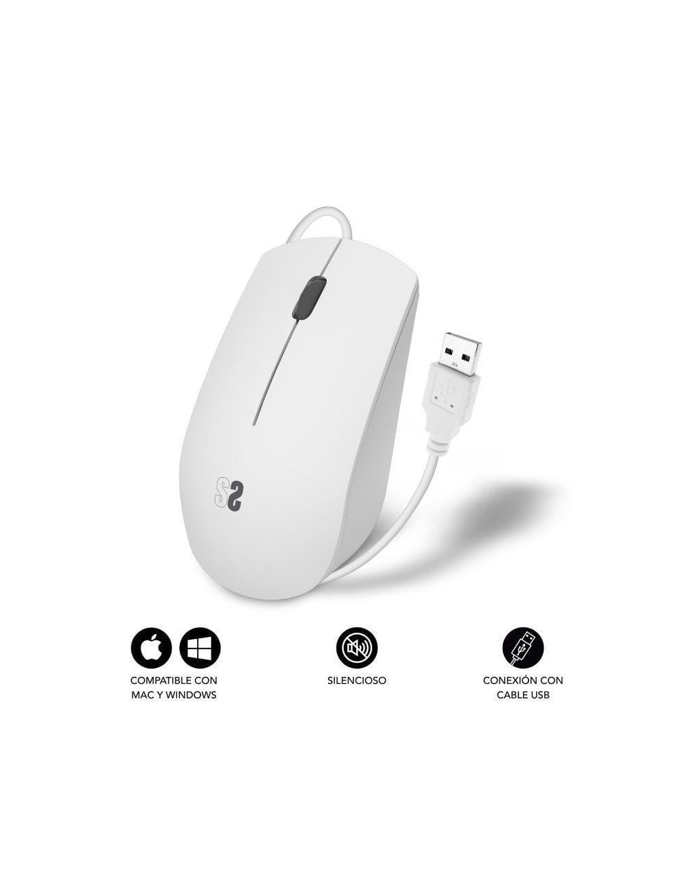 Ratón Subblim Business Silencioso/ Hasta 1200 DPI/ Blanco